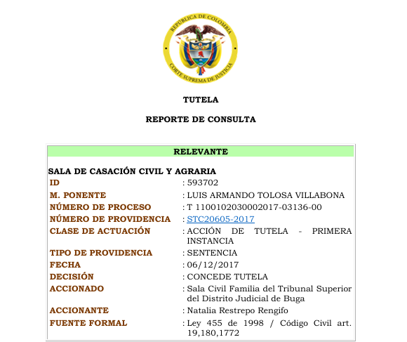 Capitulaciones en el Extranjero y Sociedad Conyugal en Colombia | STC20605-2017